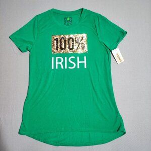 Modern Lux Irish T-shirt women's size M green with gold reversible sequence